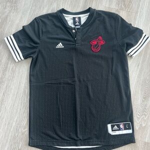 Adidas ClimaCool NBA Miami Heat warmup Jersey Black Kids 14/16 Basketball Fan